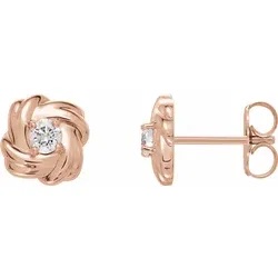 14k rose gold diamond knot earrings $650