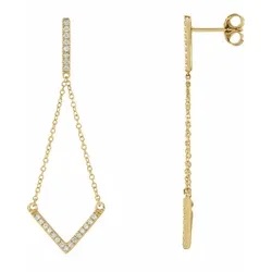 14k yellow gold 0.25ct diamond v dangle earrings $750